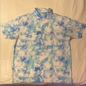 Rhoback Blue and White Polo Shirt Tie-Dye Style